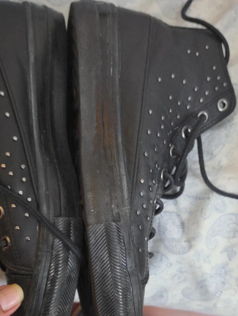 John Varvatos Black Studded High-Top Sneakers - Men
